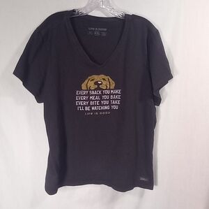 Life is Good Black Dog Print Crusher Tee Size XXL
